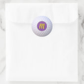 Golfbal  Monogram Paarse & Goud Ronde Sticker (Tas)