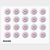 Golfbal Monogram Rood Ronde Sticker (Vel)