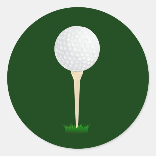 Golfbal op een Tee Ronde Sticker (Voorkant)