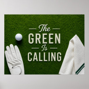 Golfbal op putting green voor golfer  poster