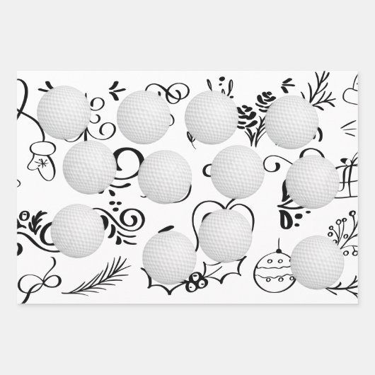 Golfbal op Sneeuwvlok Kerstmis voor Golfer Inpakpapier Vel (Voorkant 3)