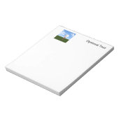 Golfbal op T-shirt, Sky & Grass Notitieblok (Gedraaid)