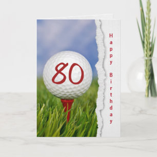 Golfbal op t-shirt voor 80ste verjaardag kaart