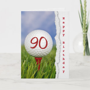 Golfbal op t-shirt voor 90ste verjaardag kaart