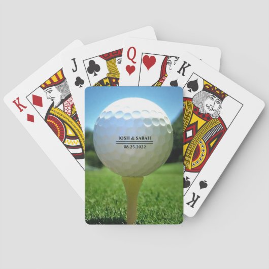 Golfbal op tee speelkaarten (Achterkant)