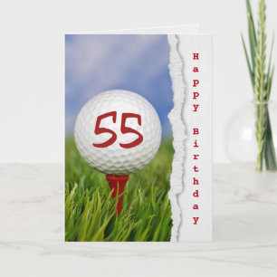 golfbal op tee voor 55ste verjaardag kaart