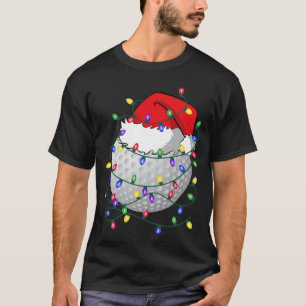 Golfbal Santa Hat Kerst Golfen Xmas Lights T-shirt