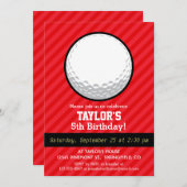 Golfbal; Scarlet Red Stripes Kaart (Voorkant / Achterkant)