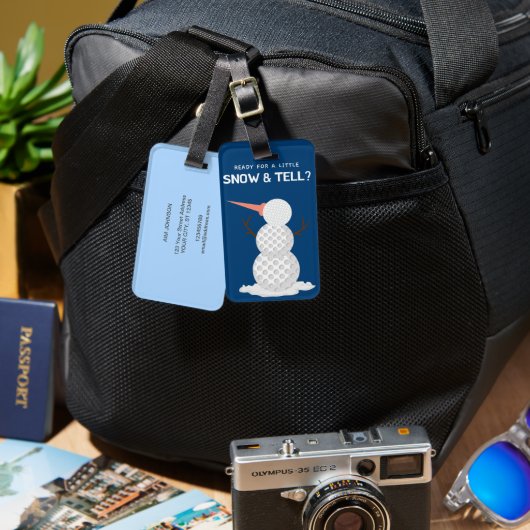 Golfbal Sneeuwman Bagagelabel (Voorkant /achterkant)