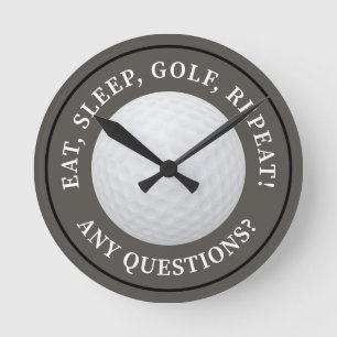 Golfbal Sport Golf Quote Modern Bruin Brons Ronde Klok
