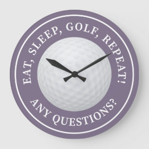 Golfbal Sport Golfen Citaat Modern Grappig Paars Grote Klok