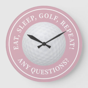 Golfbal Sporten Modern Golf Spreuk Trendy Roze Grote Klok