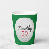 Golfbal Verjaardagsfeestje - 50ste of ander jaar Papieren Bekers (Achterkant)