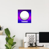Golfbal; Vibrant Violet Blue en Magenta Poster (Thuiskantoor)