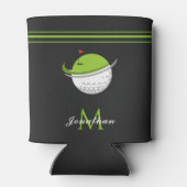 Golfbal & vlag Initiaal Aangepaste naam gestreept Blikjeskoeler (Achterkant)