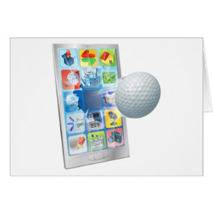 Golfbal vliegt uit de mobiele telefoon