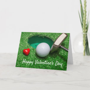 Golfbal voor Valentijnsdag stuurt liefde naar golf Feestdagen Kaart