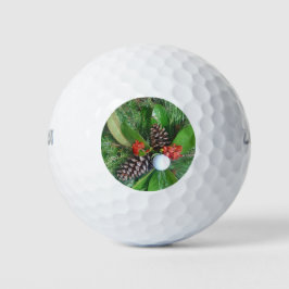 Golfbaldenkegels en evergreens Kerstmis Golfballen