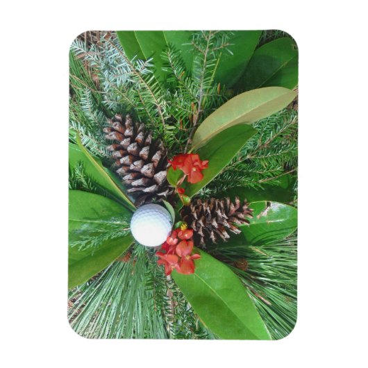Golfbaldenkegels en evergreens Kerstmis Magneet (Verticaal)