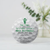Golfball Green Golf 40th Birthday Party Invitation Kaart (Staand voorkant)