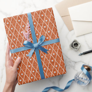 Golfballen & -clubs argyle op donkeroranje cadeaupapier