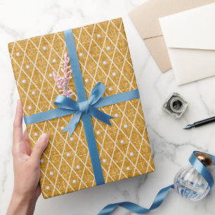 Golfballen & -clubs Argyle op goudgeel Cadeaupapier