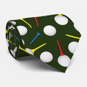 Golfballen en Tee-patroon Golfer Stropdas