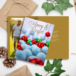 Golfballen & glanzende Ornamenten · Familie Foto G Feestdagen Kaart