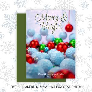 Golfballen & glanzende Ornamenten · Groen Feestdagenkaart