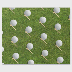 Golfballen op een achtergrond van groen gras cadeaupapier
