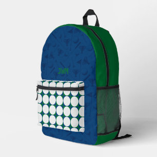 Golfballen Pattern INITIALEN Groen Blauw Preppy Fu Bedrukte Rugzak