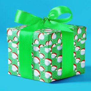 Golfballen Santa's Pet & Sneeuwvlokken Lichtgroen Cadeaupapier