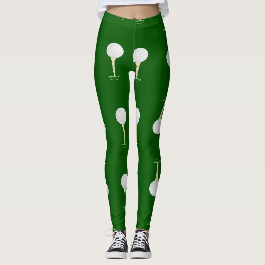 Golfballetpatroon op groen leggings (Voorkant)
