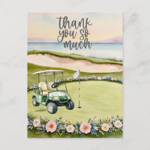 Golfbedankkaart golfbaan waterverf briefkaart