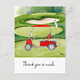 Golfbedankkaart golfbaan waterverf briefkaart