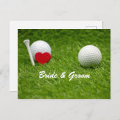 Golfbruid en bruidegom t-shirt uit met liefde briefkaart (Voorkant / Achterkant)
