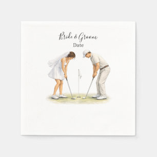 Golfbruiloft Bruid en Bruidegom op Putting Green Servet