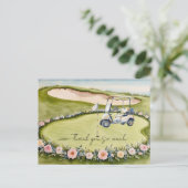 Golfbruiloft dank u kaart golfbaan waterverf (Staand voorkant)