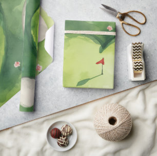 Golfbruiloft hartvormige golfbaan cadeaupapier