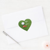 Golfbruiloft met golfbal en liefde op groen hart sticker (Envelop)