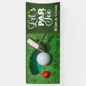 Golfbruiloft met let's par t-shirt spandoek (Verticaal)