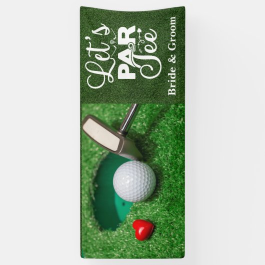 Golfbruiloft met let's par t-shirt spandoek (Verticaal)