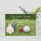 Golfbruiloft save the date met liefde golfer kaart (Staand voorkant)