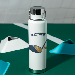 Golfclub en bal Gepersonaliseerde golfer naam Waterfles