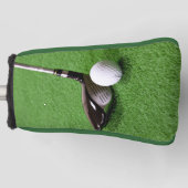 Golfclub en bal op een groen oppervlak Putter Golfheadcover (Voorkant)