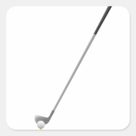 Golfclub en Bal op t-shirt vierkante sticker