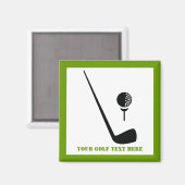 Golfclub en zwarte bal, groene gewoonte magneet (Voorkant / Achterkant)