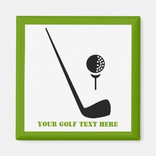 Golfclub en zwarte bal, groene gewoonte magneet