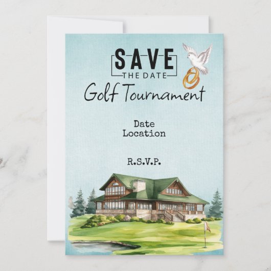 Golfclub huis voor bruiloft bewaar de datum kaart (Voorkant)