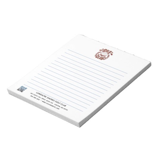 Golfclublogo en QR-code gelinieerd     Notitieblok (Gedraaid)